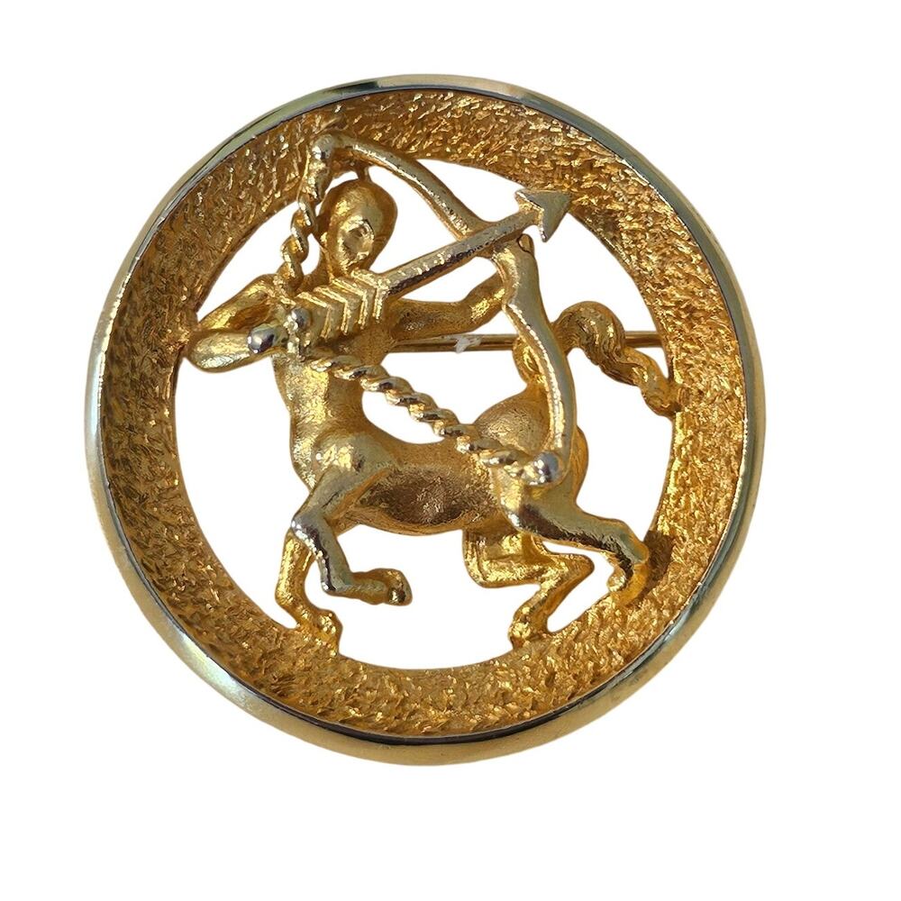 Vintage Park Lane Gold Sagittarius Zodiac Brooch Pin